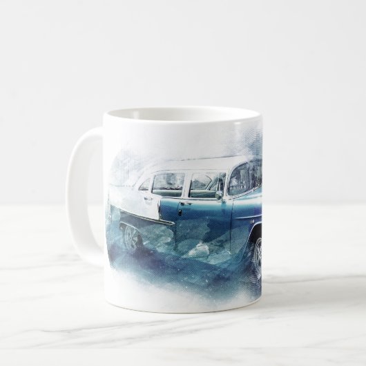 ヴィンテージ1950年代シェヴィカーデジタルアート コーヒーマグカップ (正面左)