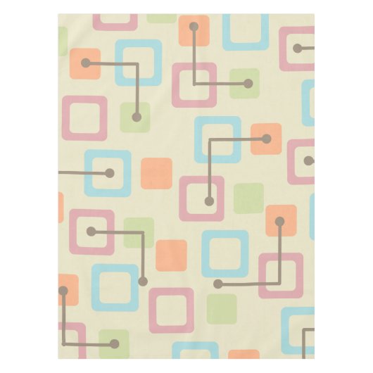 ヴィンテージ1950年代タイル&正方形(パステル) テーブルクロス (正面)