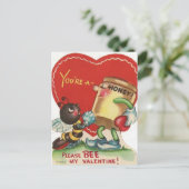 ヴィンテージ1950年代ハニービーバレンタイン葉書 ポストカード (スタンド正面)