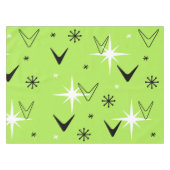 ヴィンテージ1950年代ブーメランズとスターズチャートルーズ テーブルクロス (正面(横))