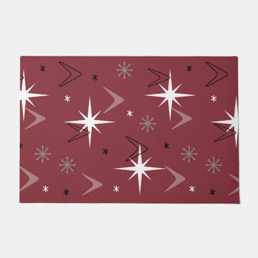 ヴィンテージ1950年代ブーメランズスターズブルゴーニュ ドアマット (正面)