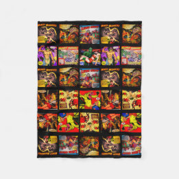 ヴィンテージ1950年代ホラー漫画アートパネル フリースブランケット