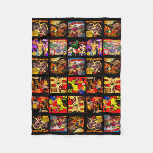 ヴィンテージ1950年代ホラー漫画アートパネル フリースブランケット