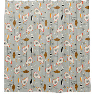 ヴィンテージ1950年代原子力中世モダンデザイン書 シャワーカーテン