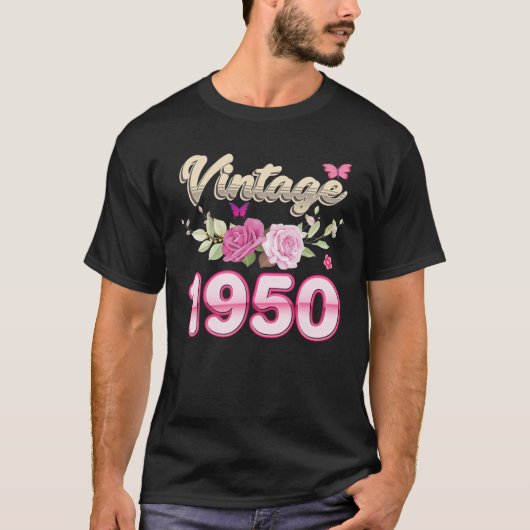 ヴィンテージ1950年花バラ72歳72歳 Tシャツ (正面)