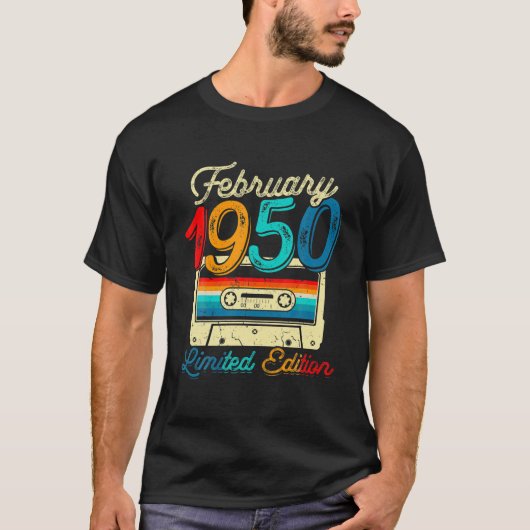 ヴィンテージ1950年2月カセット72nd誕生日72年 tシャツ (正面)