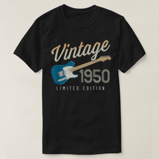 ヴィンテージ1950版ギターラバー50s誕生日31 tシャツ (デザイン正面)