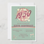 ヴィンテージ1950 75th誕生日パーティー招待ティール(緑がかった色) 招待状 (正面)