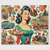 ヴィンテージ1950sシームレスパターン ラッピングペーパー (フラット)