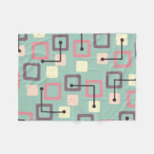 ヴィンテージ1950sタイル&正方形(春) フリースブランケット (正面(横))