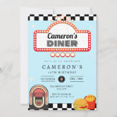 ヴィンテージ1950sダイナーレトロ誕生日ソックホップ 招待状 (正面)