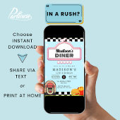 ヴィンテージ1950sダイナーレトロ誕生日ソックホップ 招待状