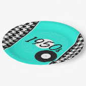 ヴィンテージ1950sティール（緑がかった色）、白黒 ペーパープレート (アングル)