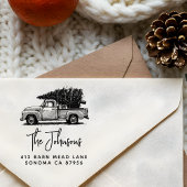 ヴィンテージ1950sトラック&ツリーカントリークリスマスアドレス ラバースタンプ