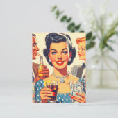 ヴィンテージ1950sドリンクピープルイラストレーション ポストカード (スタンド正面)