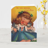 ヴィンテージ1950sハッピーバースデーリトル姪 カード (黄色い花)