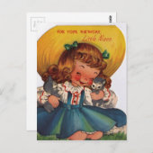 ヴィンテージ1950sハッピーバースデーリトル姪 ポストカード (正面/裏面)