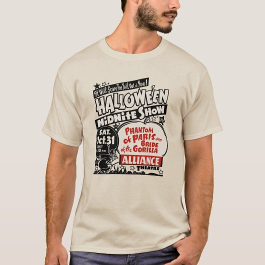 ヴィンテージ1950sハロウィーンスプックショーポスター tシャツ (正面)