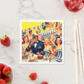 ヴィンテージ1950sパーティーイラストレーション スタンダードカクテルナプキン (インサイチュ)