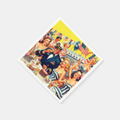 ヴィンテージ1950sパーティーイラストレーション スタンダードカクテルナプキン (角)