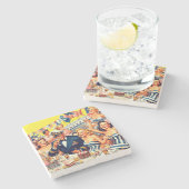 ヴィンテージ1950sパーティーイラストレーション ストーンコースター (横)