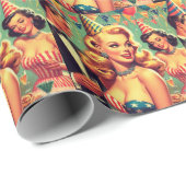 ヴィンテージ1950sパーティーイラストレーション ラッピングペーパー (ロールコーナー)