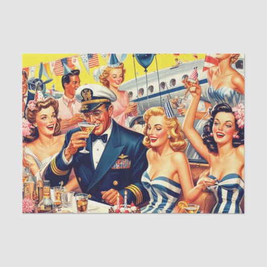 ヴィンテージ1950sパーティーイラストレーション 薄葉紙 (正面)