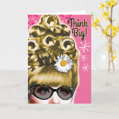 ヴィンテージ1950sビーハイブヘアレトロ誕生日カード カード (黄色い花)