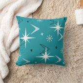 ヴィンテージ1950sブーメランスターズティール(緑がかった色) クッション (ブランケット)