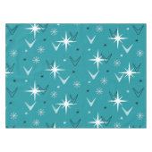 ヴィンテージ1950sブーメランスターズティール（緑がかった色） テーブルクロス (正面(横))