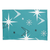 ヴィンテージ1950sブーメランスターズティール（緑がかった色） 枕カバー (正面)