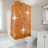 ヴィンテージ1950sブーメランズスターズオレンジ シャワーカーテン (インサイチュ)