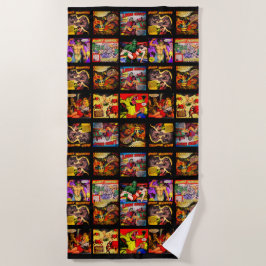 ヴィンテージ1950sホラー漫画アートパネル ビーチタオル