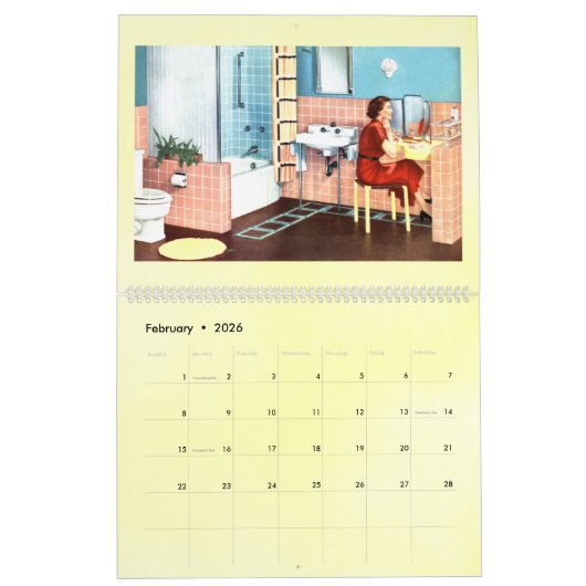 ヴィンテージ1950sレトロホームインテリアタイルの傾向 カレンダー (2月 2026)