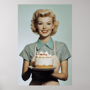 ヴィンテージ1950s主婦ベーキング ポスター