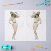 ヴィンテージ1950s女性のカーボーイデコパージュティッシュペーパー 薄葉紙 (クラフト)