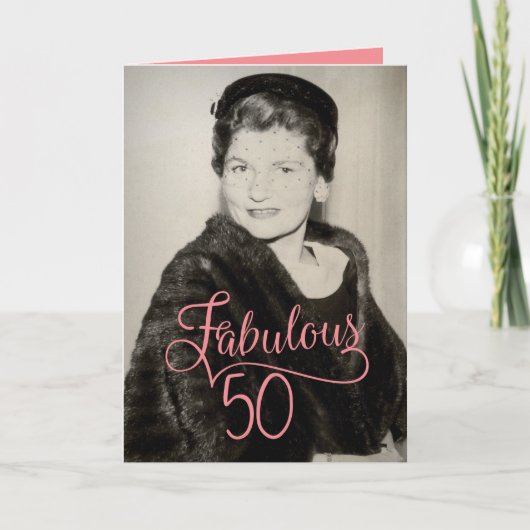 ヴィンテージ1950s彼女のための素晴らしい50誕生日 カード (正面)