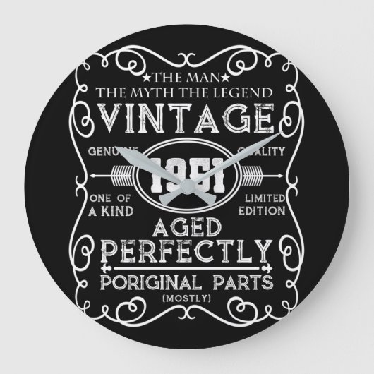 ヴィンテージ1951年男性神話伝説70th誕生日 ラージ壁時計 (正面)