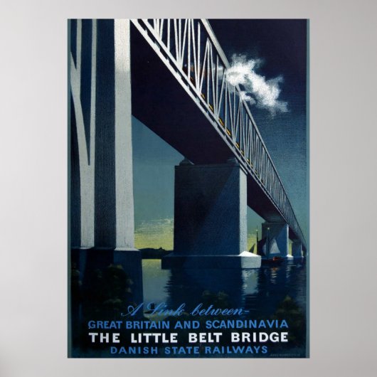 ヴィンテージ1951年Aage Rasmussenデンマークの州鉄道 ポスター (正面)