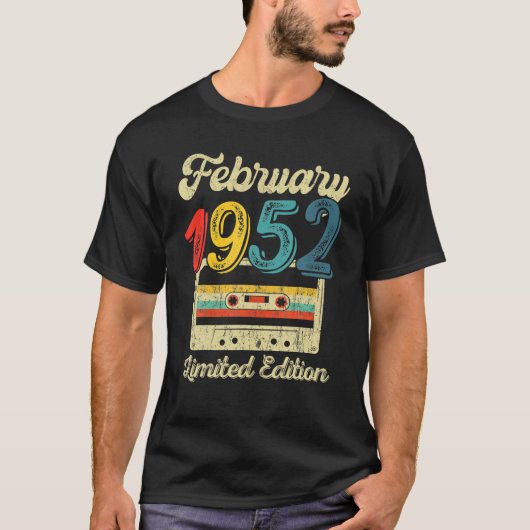 ヴィンテージ1952年2月カセットテープ70誕生日 Tシャツ (正面)
