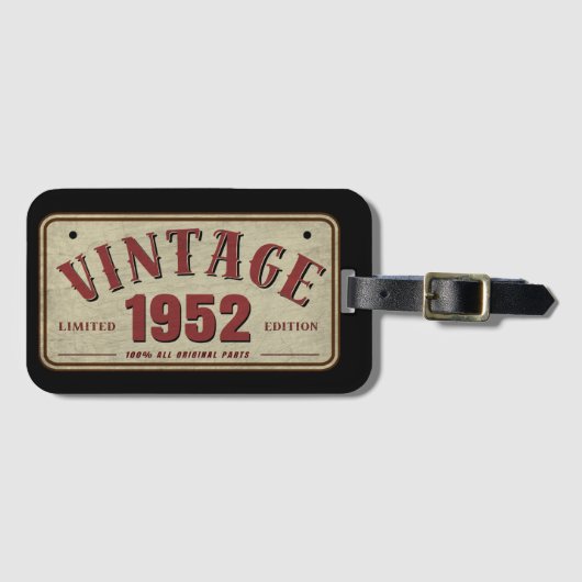 ヴィンテージ1952限定版すべてのオリジナルパーツ ラゲッジタグ (正面横)