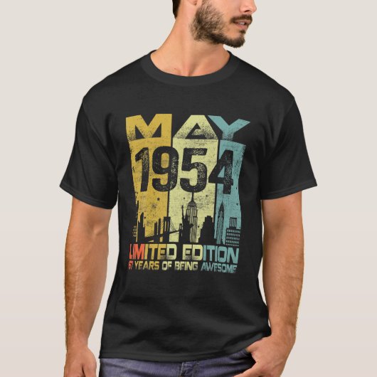 ヴィンテージ1954おもしろい年5月67日誕生日67歳 Tシャツ (正面)