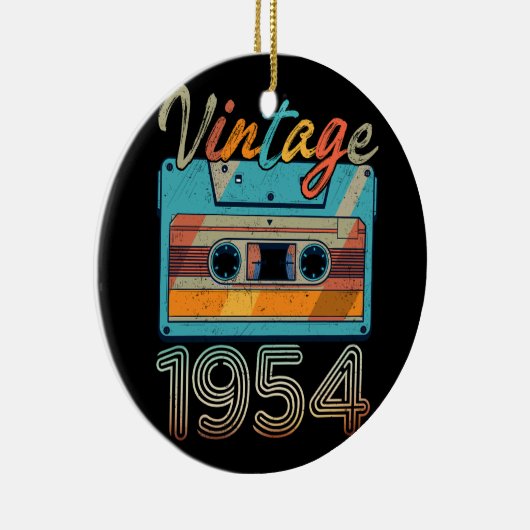 ヴィンテージ1954カセットテープレトロ69誕生日69 セラミックオーナメント (右)