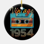 ヴィンテージ1954カセットテープレトロ69誕生日69 セラミックオーナメント (裏面)