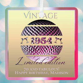 ヴィンテージ1954年70th birthday pink メタルオーナメント