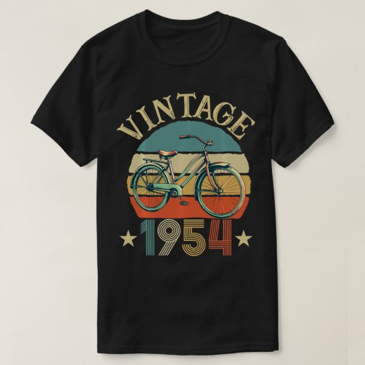 ヴィンテージ1954 生まれ 1954年レトロ日没旧自転車 Tシャツ (デザイン正面)