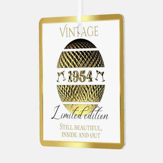 ヴィンテージ1954 70歳の誕生日金ゴールド メタルオーナメント (正面左)