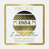 ヴィンテージ1954 70歳の誕生日金ゴールド メタルオーナメント (裏面)