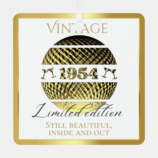 ヴィンテージ1954 70歳の誕生日金ゴールド メタルオーナメント (正面)