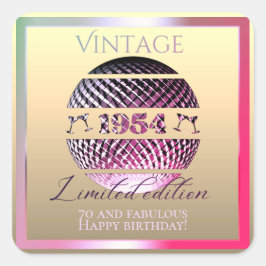 ヴィンテージ1954 70th誕生日ギフトメッセージカード スクエアシール